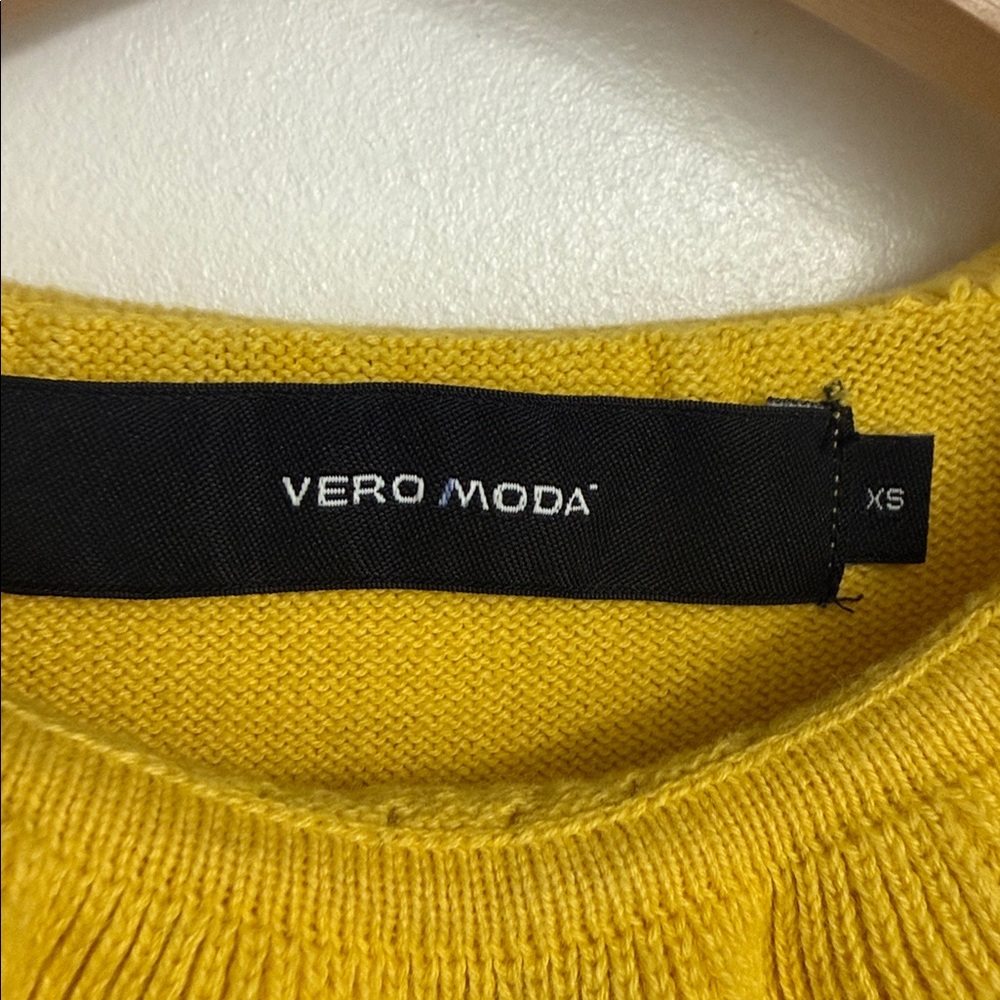 Vero Moda Yellow Ruffled Neckline Knit Sweater - Picture 3 of 5